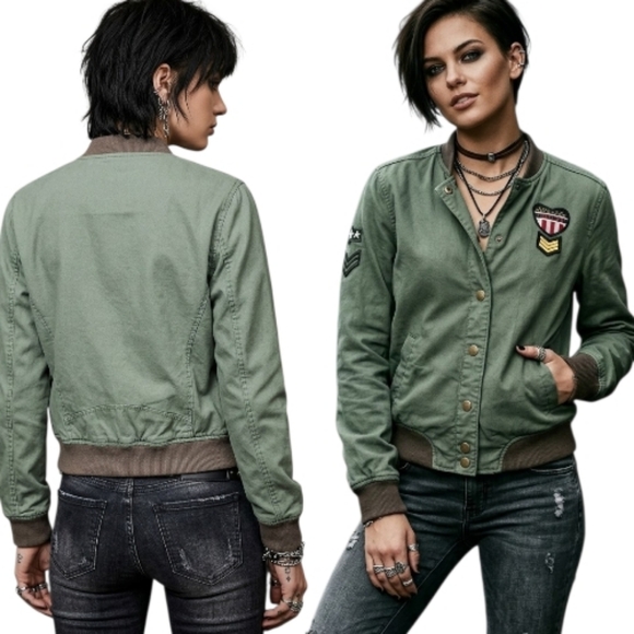 Bethany Mota Jackets & Blazers - BETHANY MOTA x AEROPOSTALE Green Utility Bomber Jacket - Size L